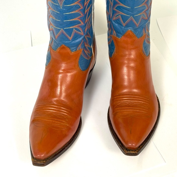 Dixon Vintage 50\'s Cowboy Boots - Wmns 7B Brown Blue Shorty Excellent Pee Wee